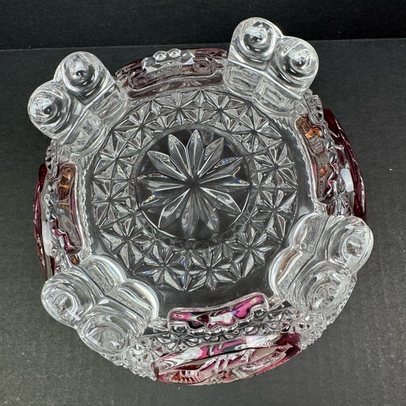 Hofbauer Byrdes The Ruby 8 1/4" Bird Console Footed Vase Bowl Crystal Servware - Picture 11 of 16